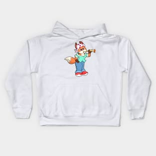 Fox as Painter with Brush & Colour Kids Hoodie